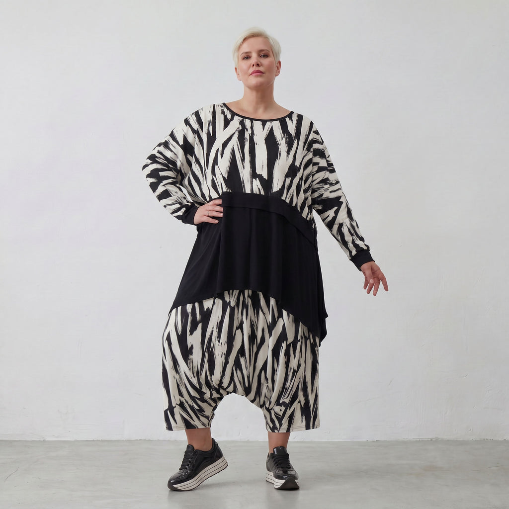 AKH Fashion Überwurf 7011 Donna, Weiß/Schwarz