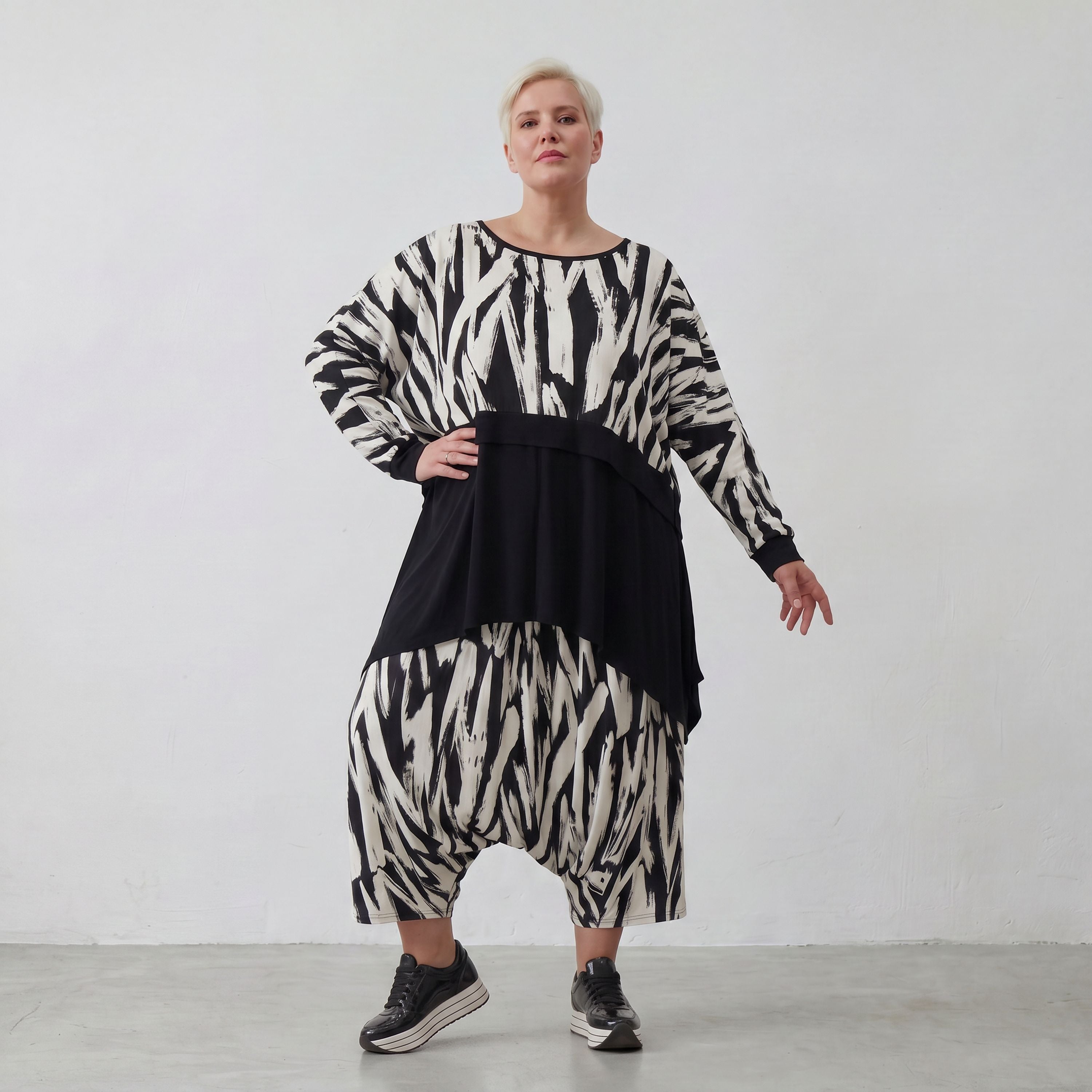 AKH Fashion Überwurf 7011 Donna, Weiß/Schwarz