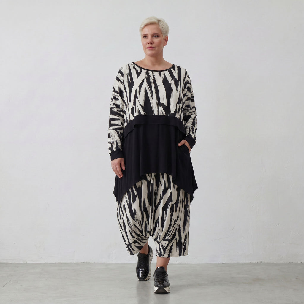 AKH Fashion Überwurf 7011 Donna, Weiß/Schwarz