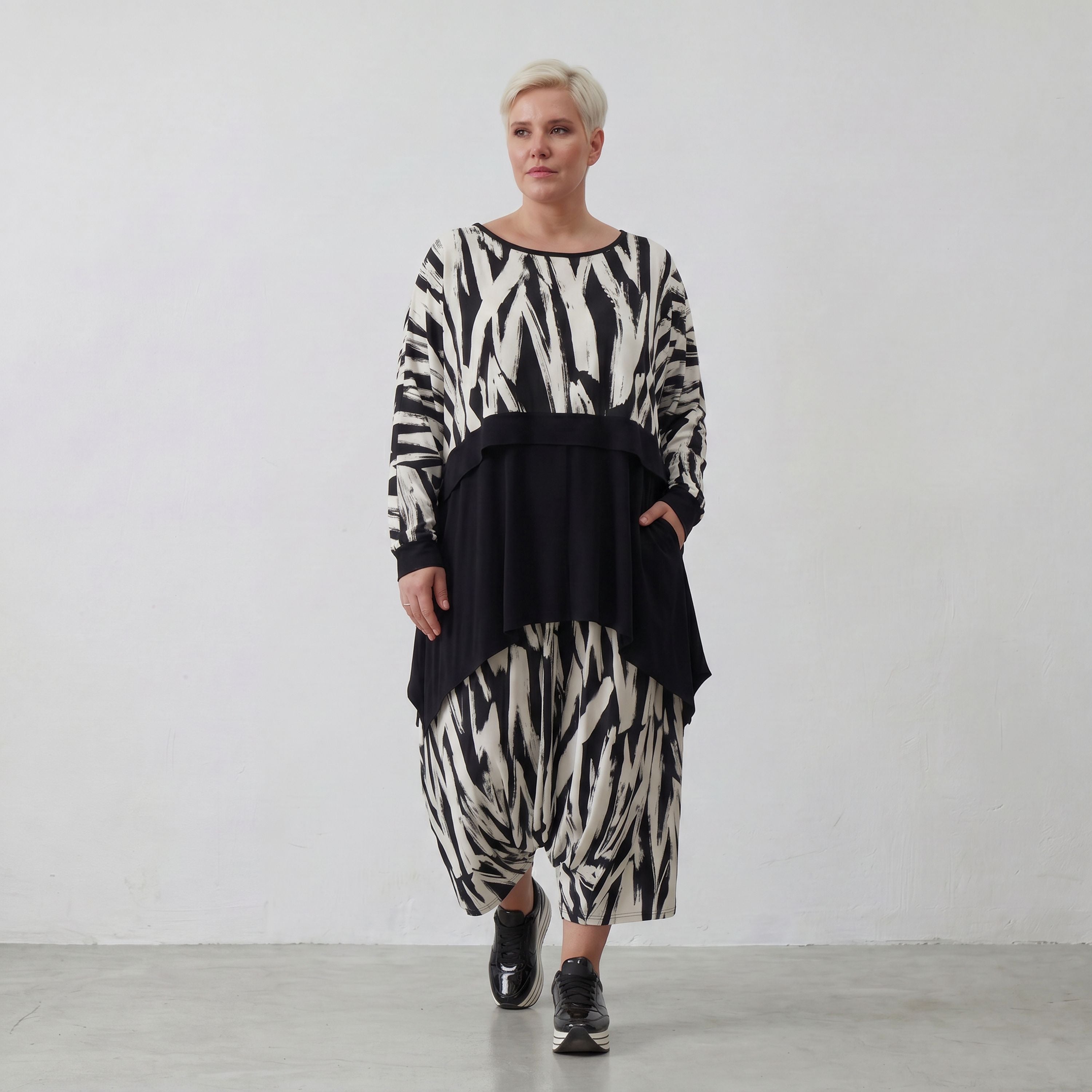 AKH Fashion Überwurf 7011 Donna, Weiß/Schwarz