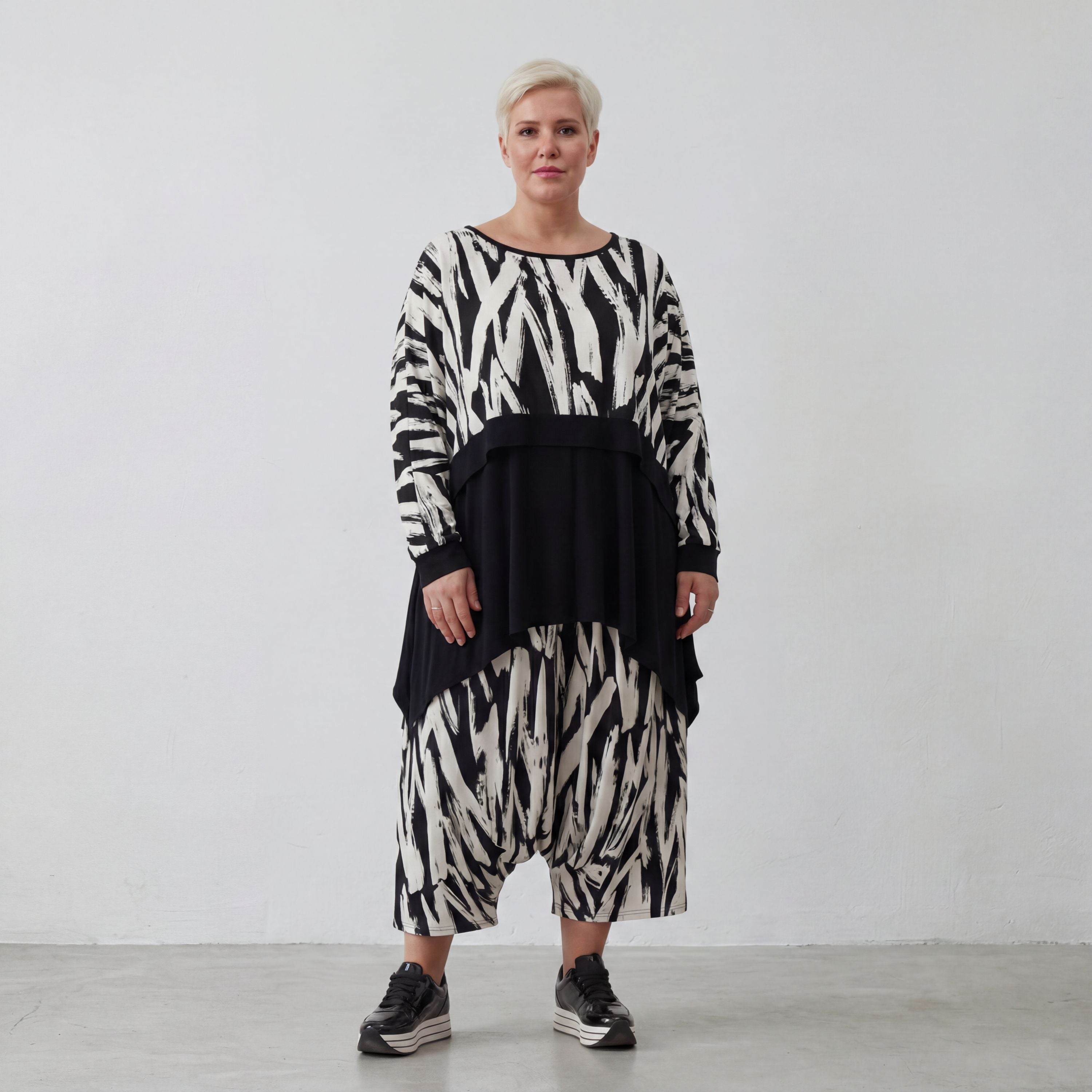 AKH Fashion Überwurf 7011 Donna, Weiß/Schwarz