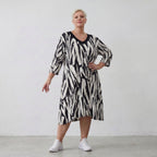 AKH Fashion Kleid 7022 Donna, Weiß/Schwarz