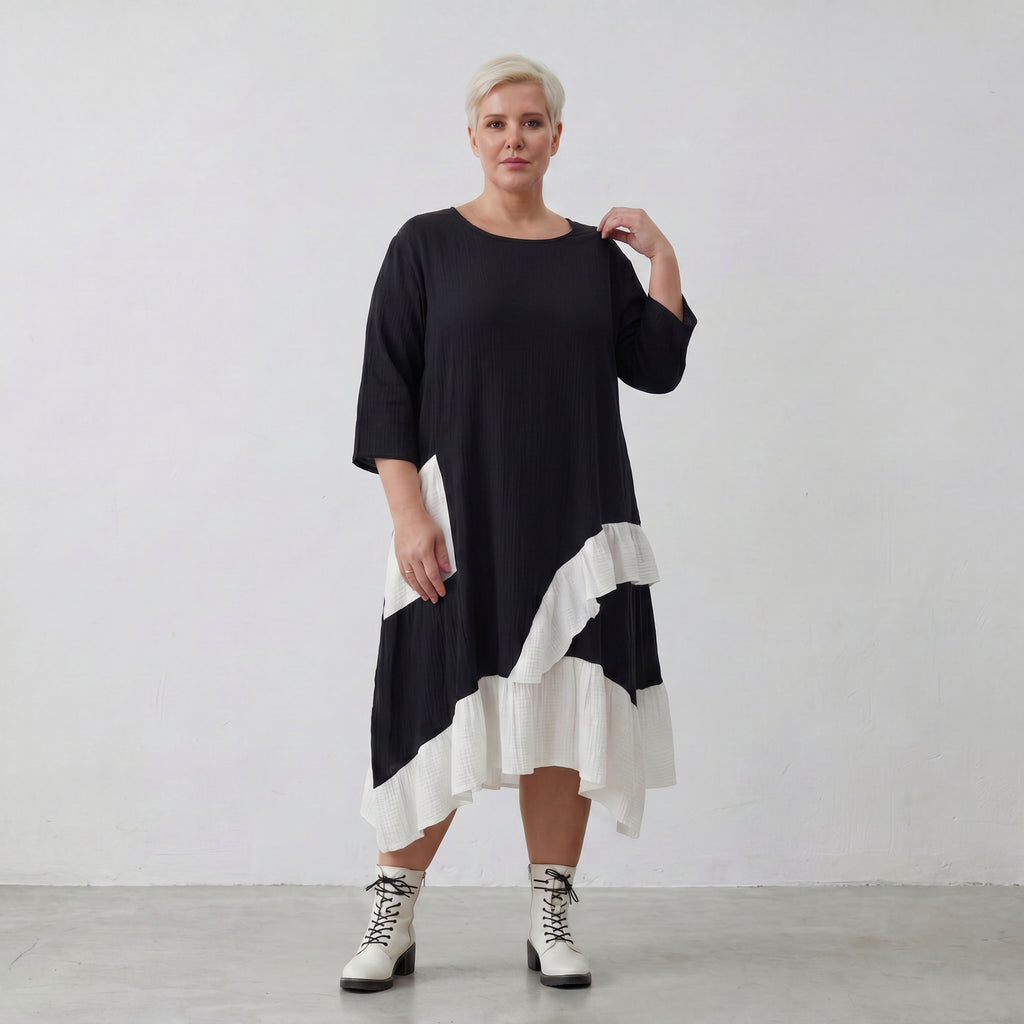 Robe AKH 7024, noire et blanche