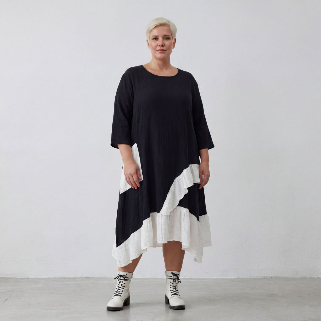 Robe AKH 7024, noire et blanche