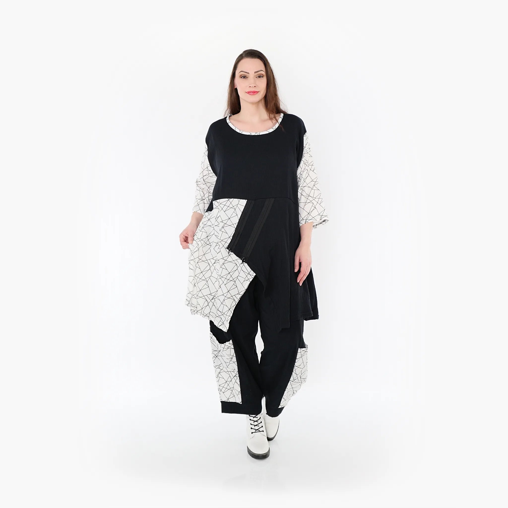 AKH Fashion Shirt 6894 Adelina, Schwarz/Weiß