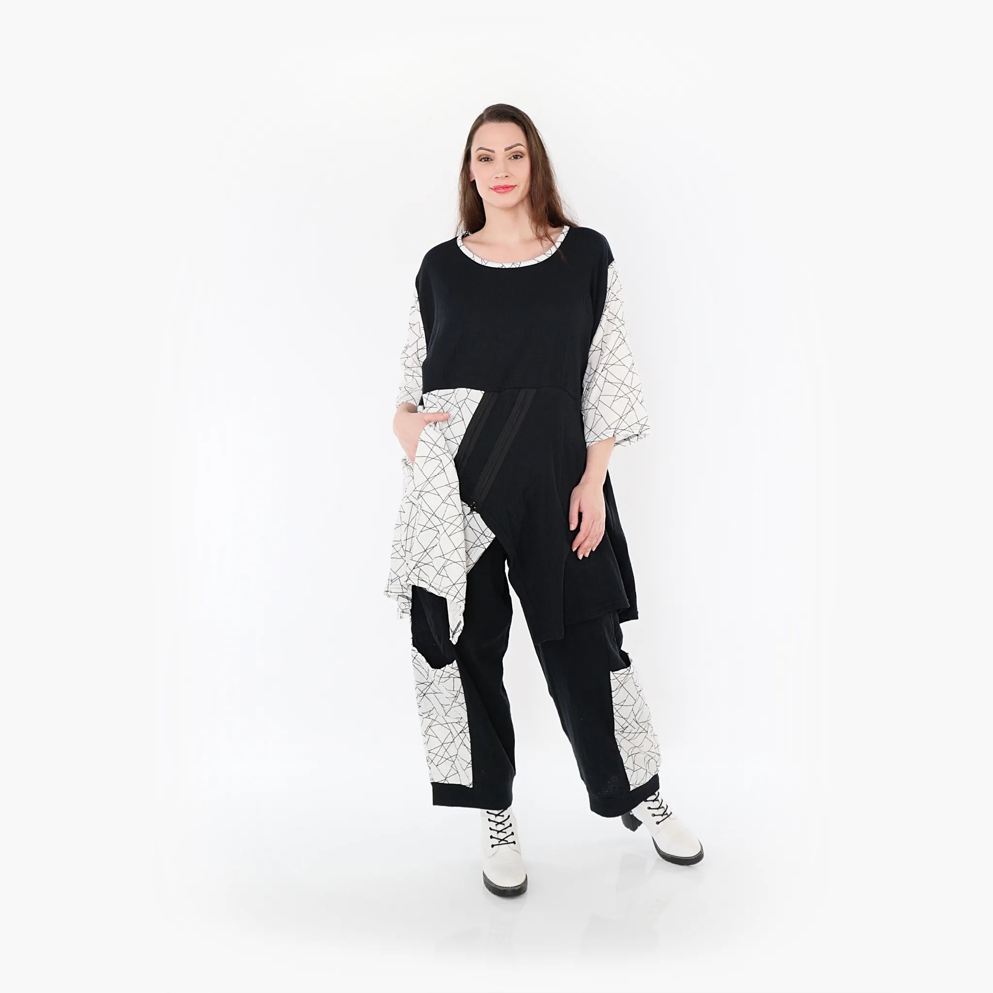 AKH Fashion Shirt 6894 Adelina, Schwarz/Weiß