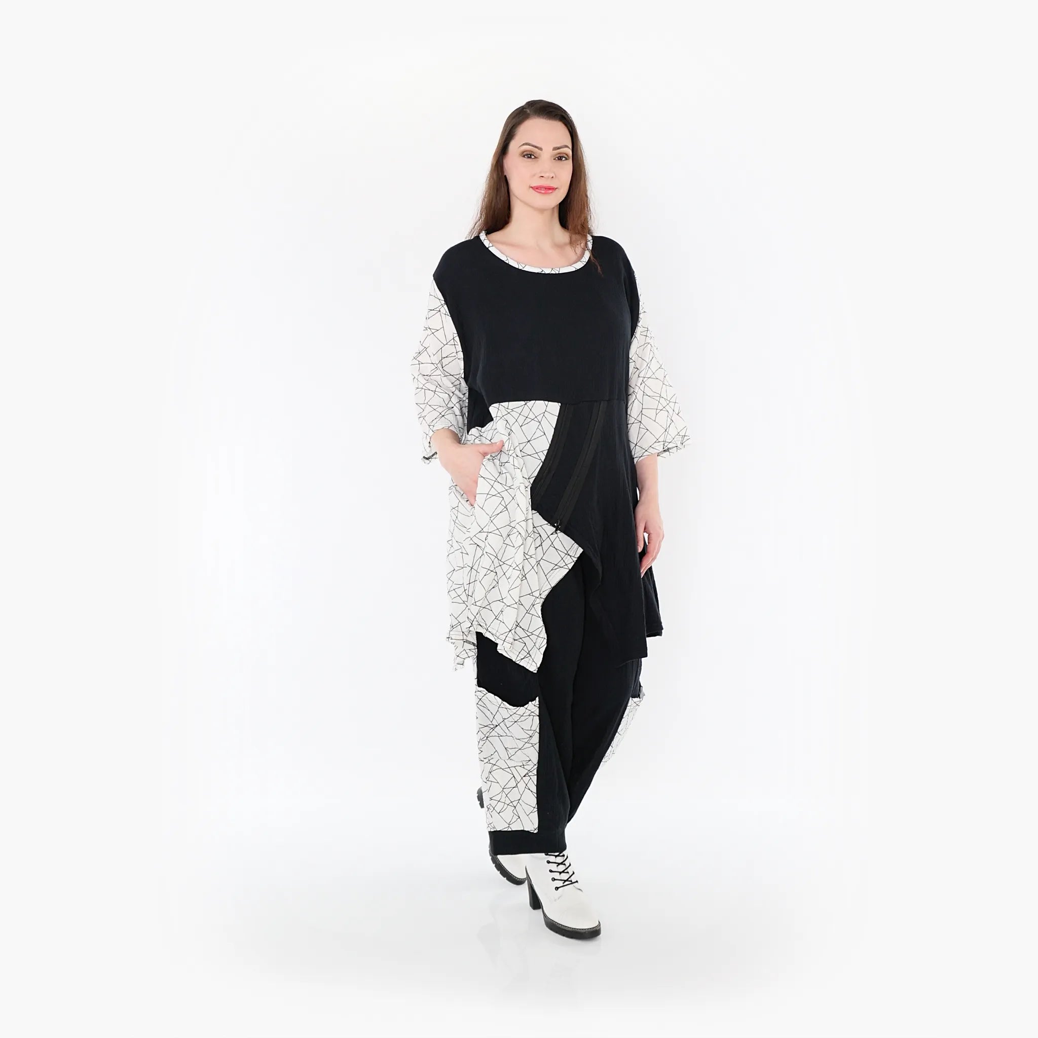 AKH Fashion Shirt 6894 Adelina, Schwarz/Weiß