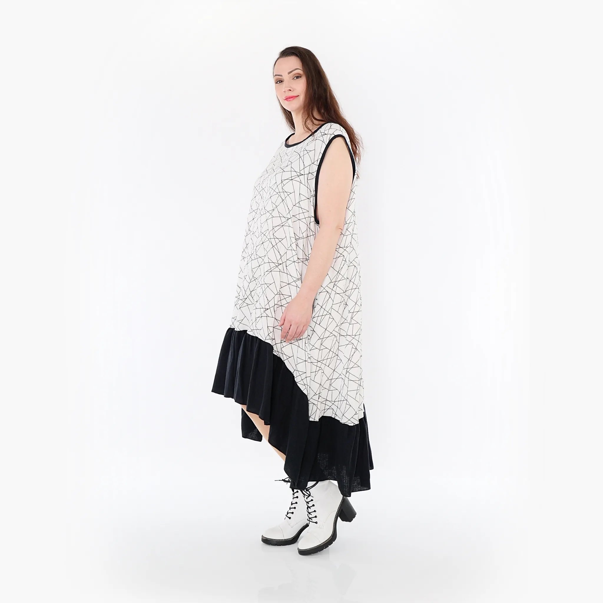AKH Fashion Kleid 7023 Adelina, Schwarz/Weiß