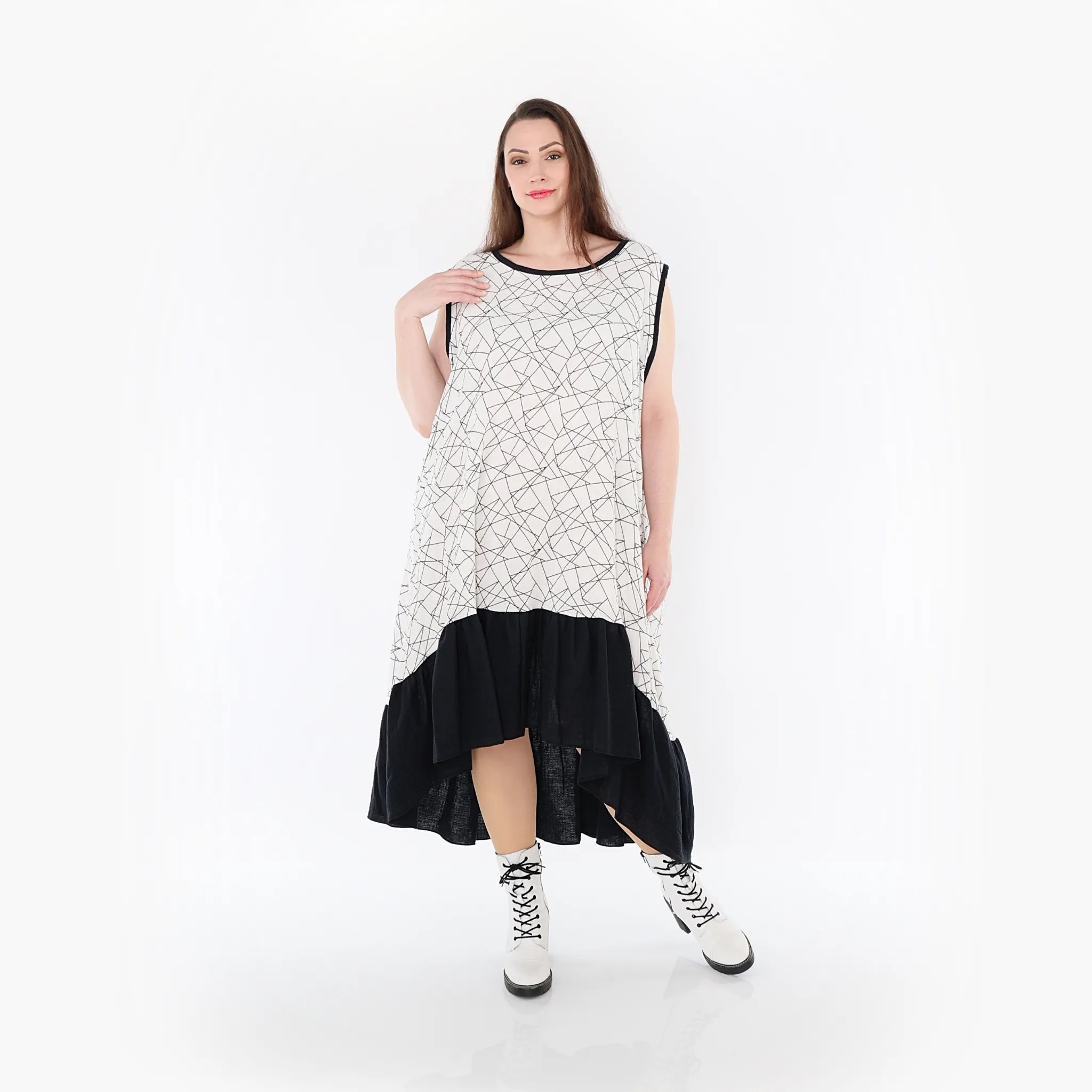 AKH Fashion Kleid 7023 Adelina, Schwarz/Weiß