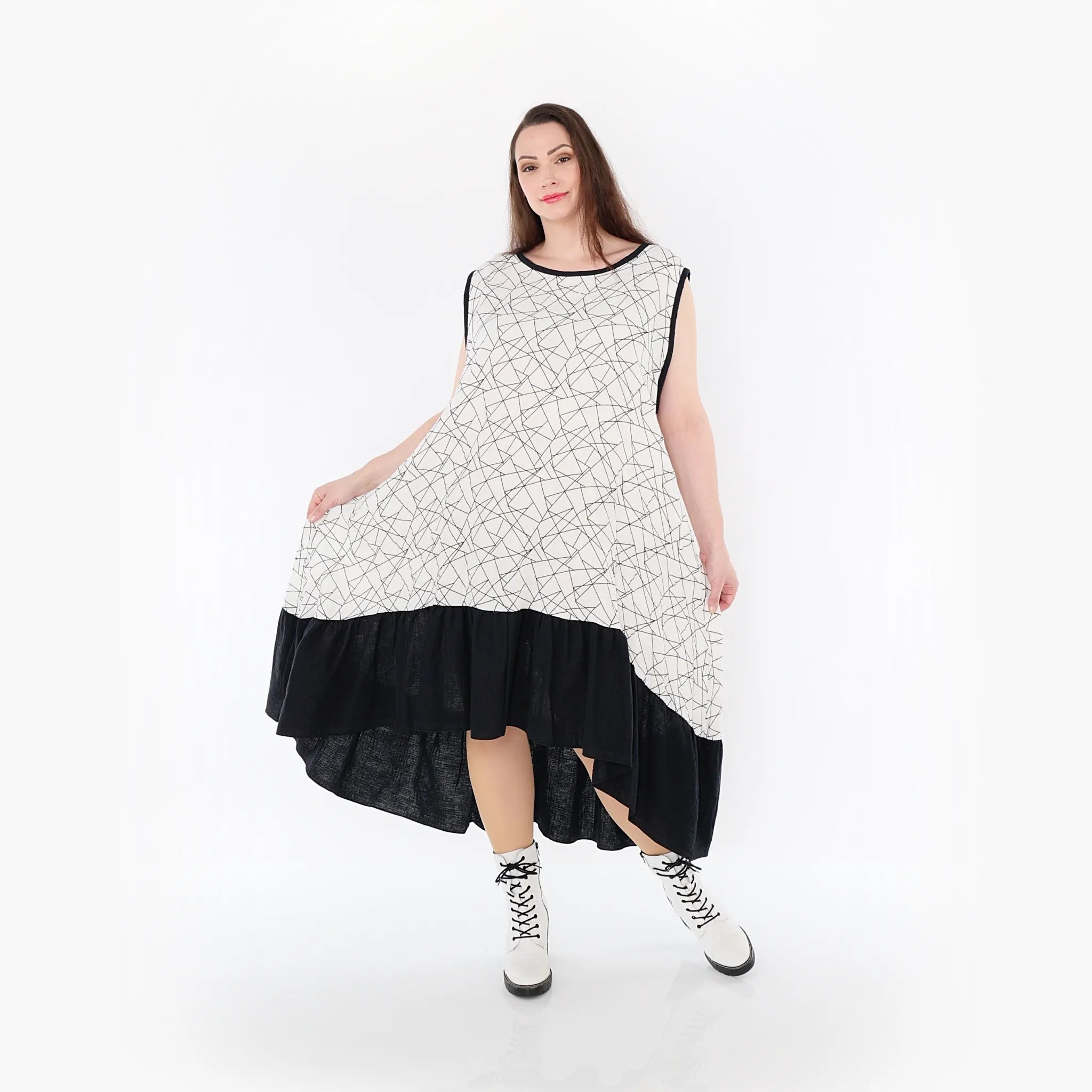 AKH Fashion Kleid 7023 Adelina, Schwarz/Weiß