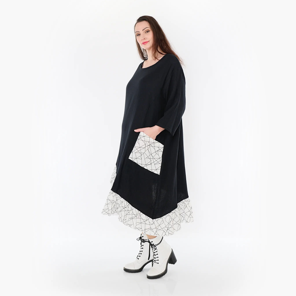 AKH Fashion Kleid 7024 Adelina, Schwarz/Weiß