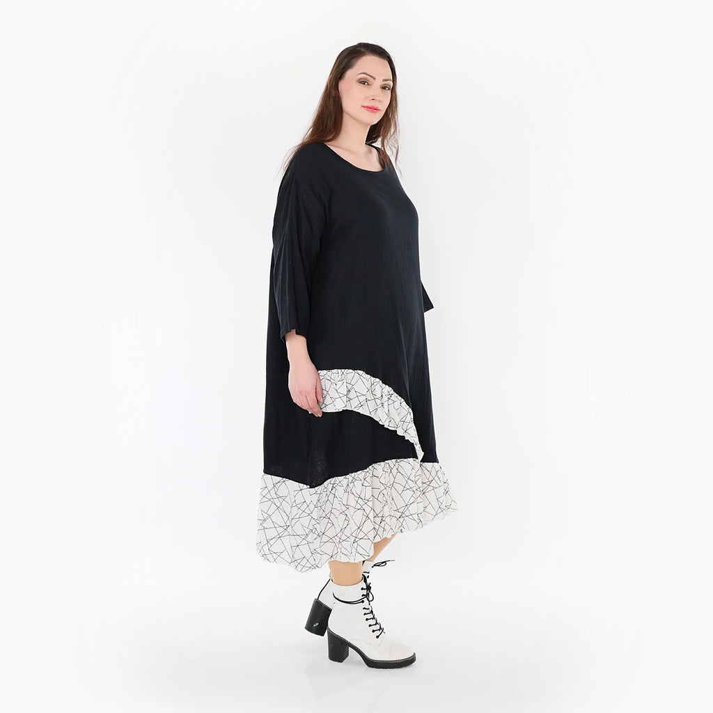 AKH Fashion Kleid 7024 Adelina, Schwarz/Weiß