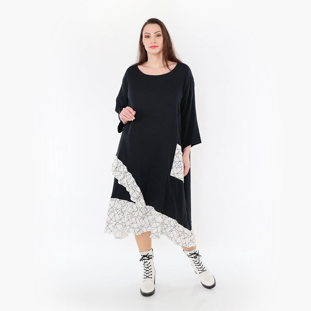 AKH Fashion Kleid 7024 Adelina, Schwarz/Weiß