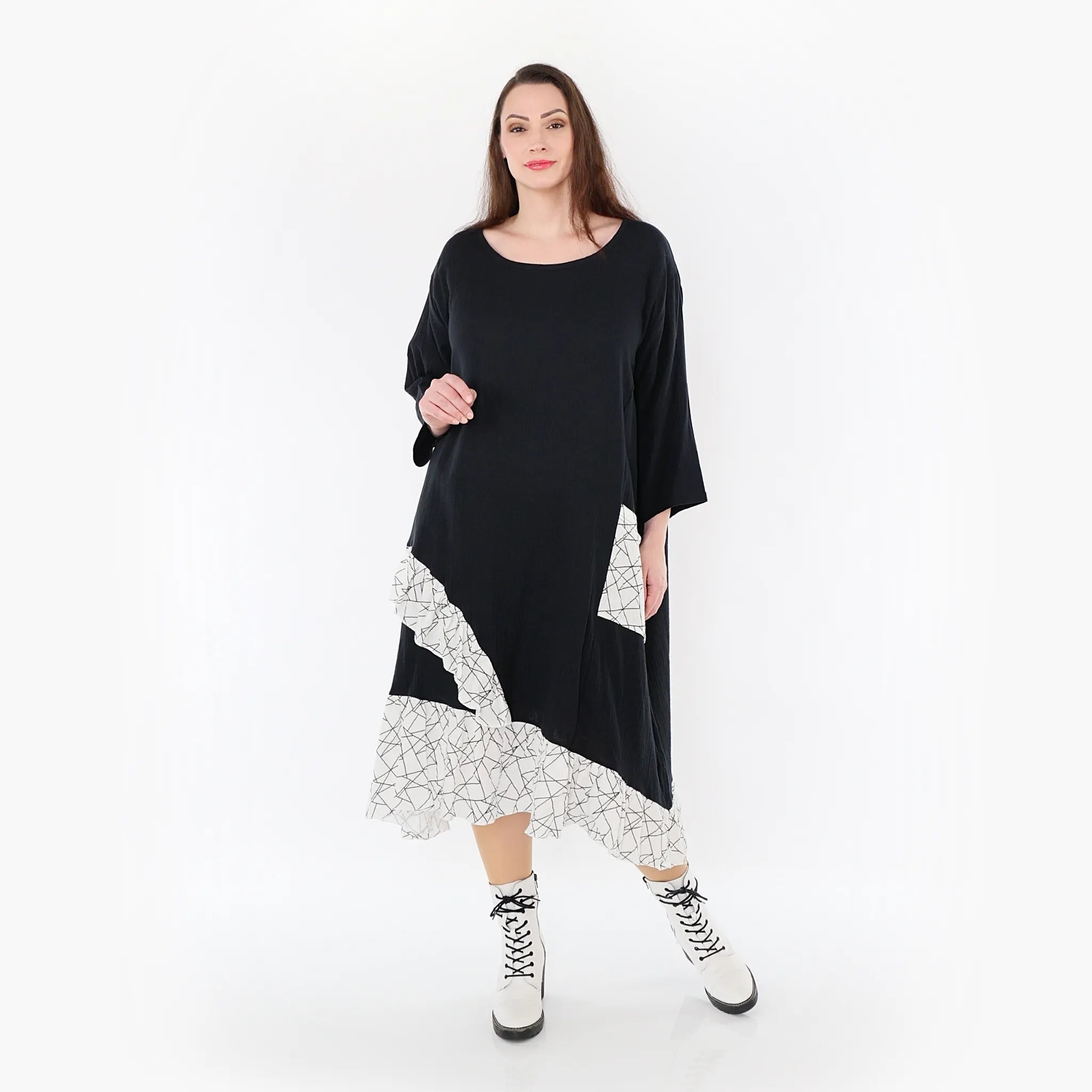 AKH Fashion Kleid 7024 Adelina, Schwarz/Weiß