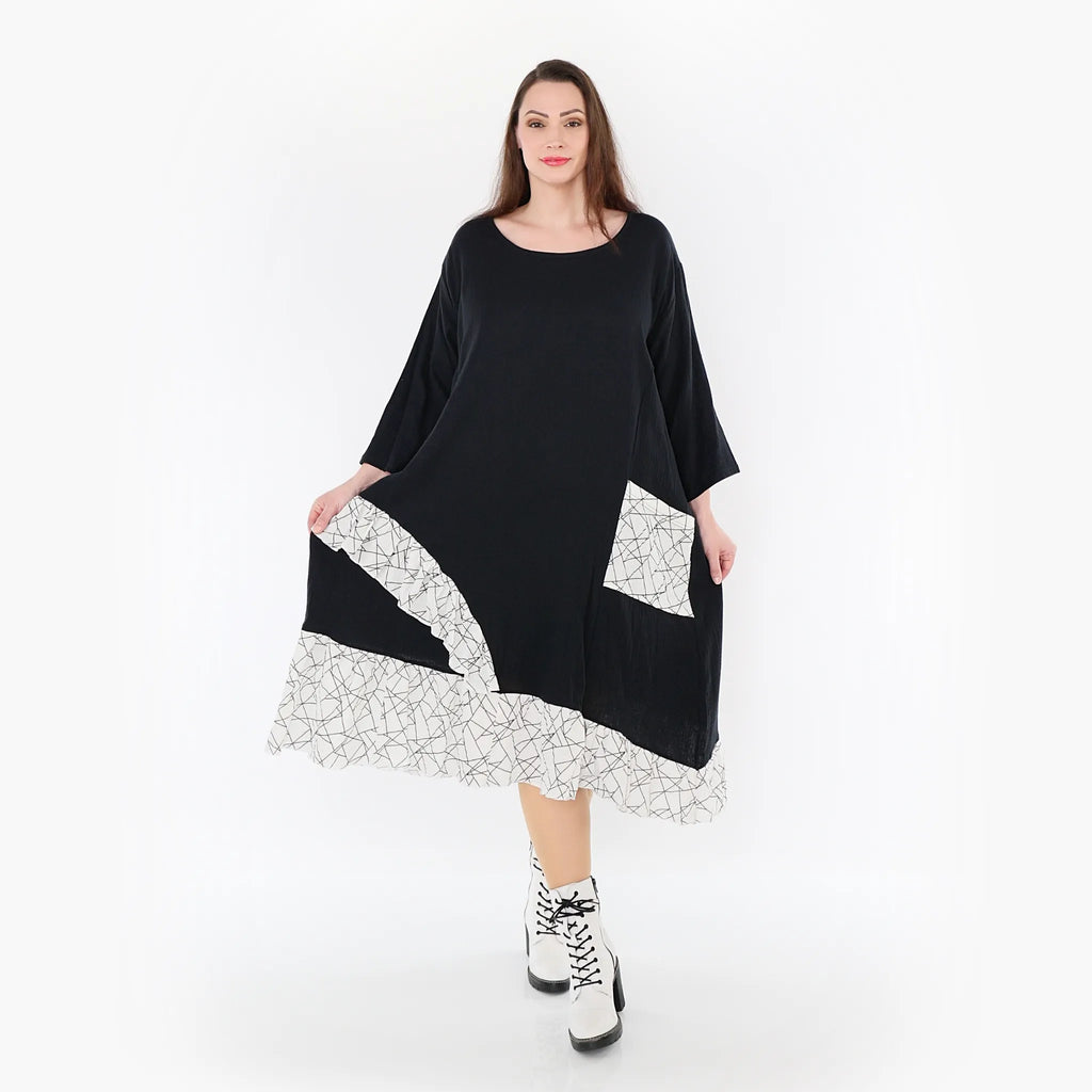 AKH Fashion Kleid 7024 Adelina, Schwarz/Weiß