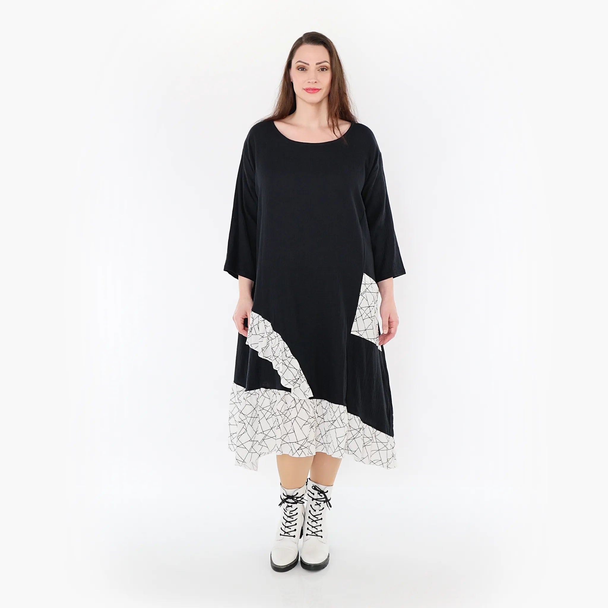 AKH Fashion Kleid 7024 Adelina, Schwarz/Weiß