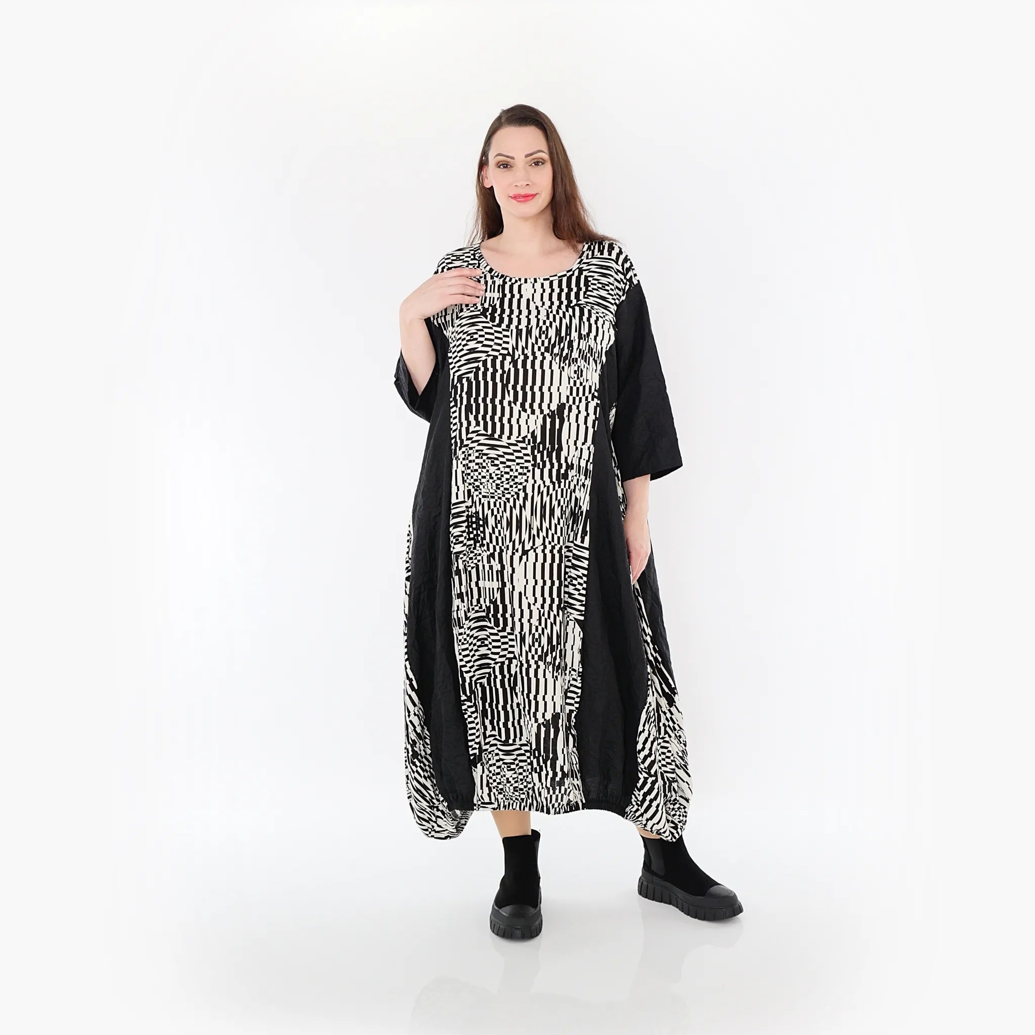 AKH Fashion Kleid 6736 Pixela, Ecru/Schwarz