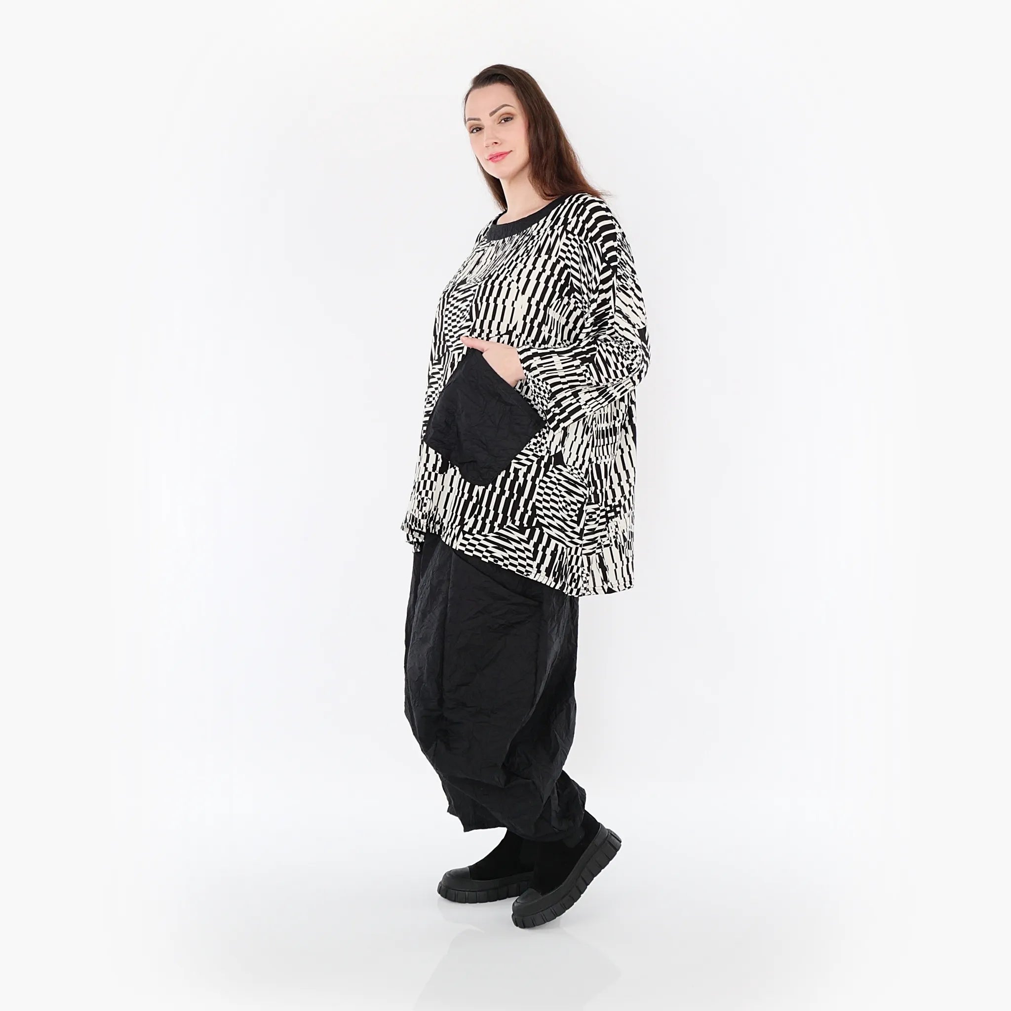 AKH Fashion Shirt 7037 Pixela, Ecru/Schwarz