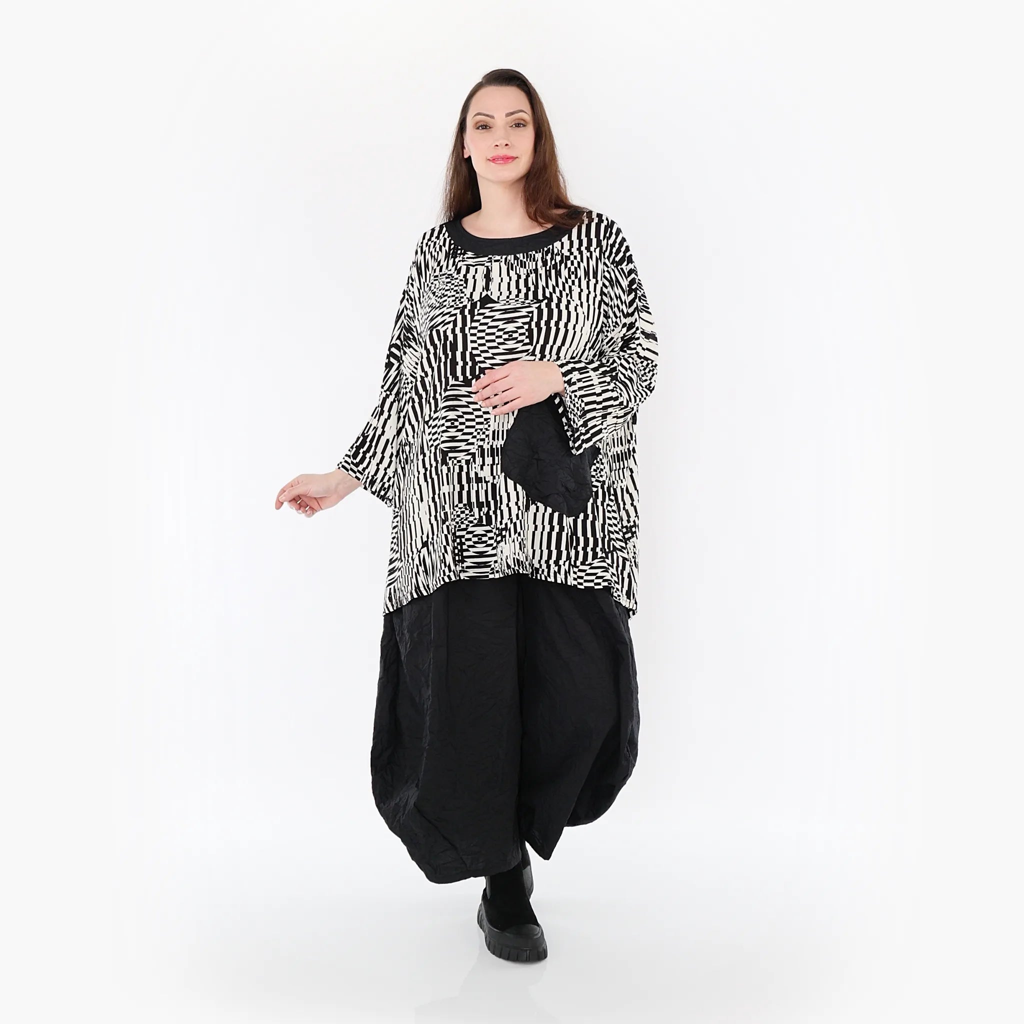 AKH Fashion Shirt 7037 Pixela, Ecru/Schwarz