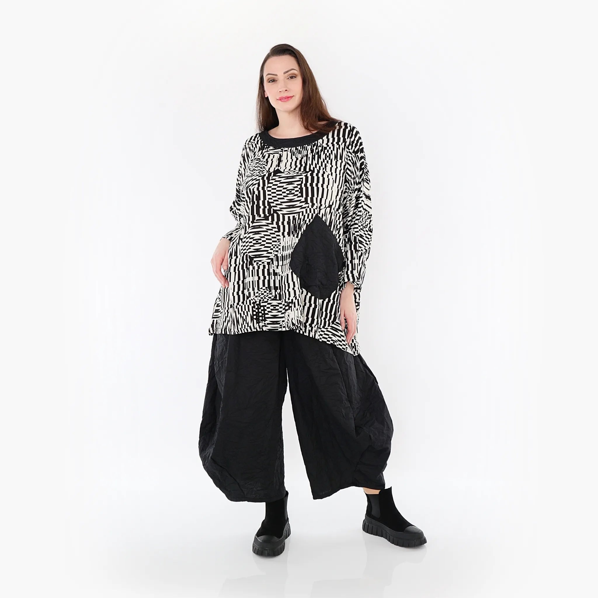 AKH Fashion Shirt 7037 Pixela, Ecru/Schwarz