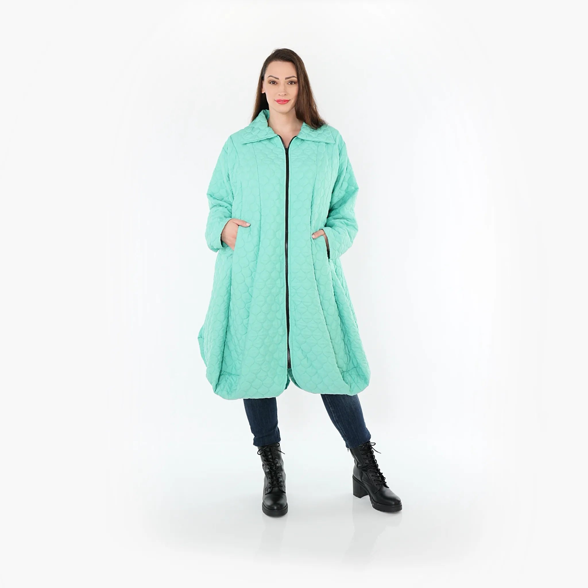 AKH Fashion 1424 Coat, Mint Green