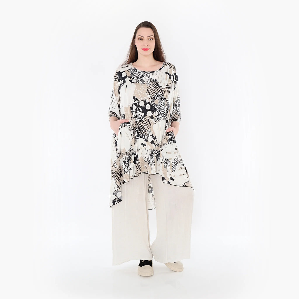 AKH Fashion Shirt 6837 Whisper, Beige/Weiß/Schwarz