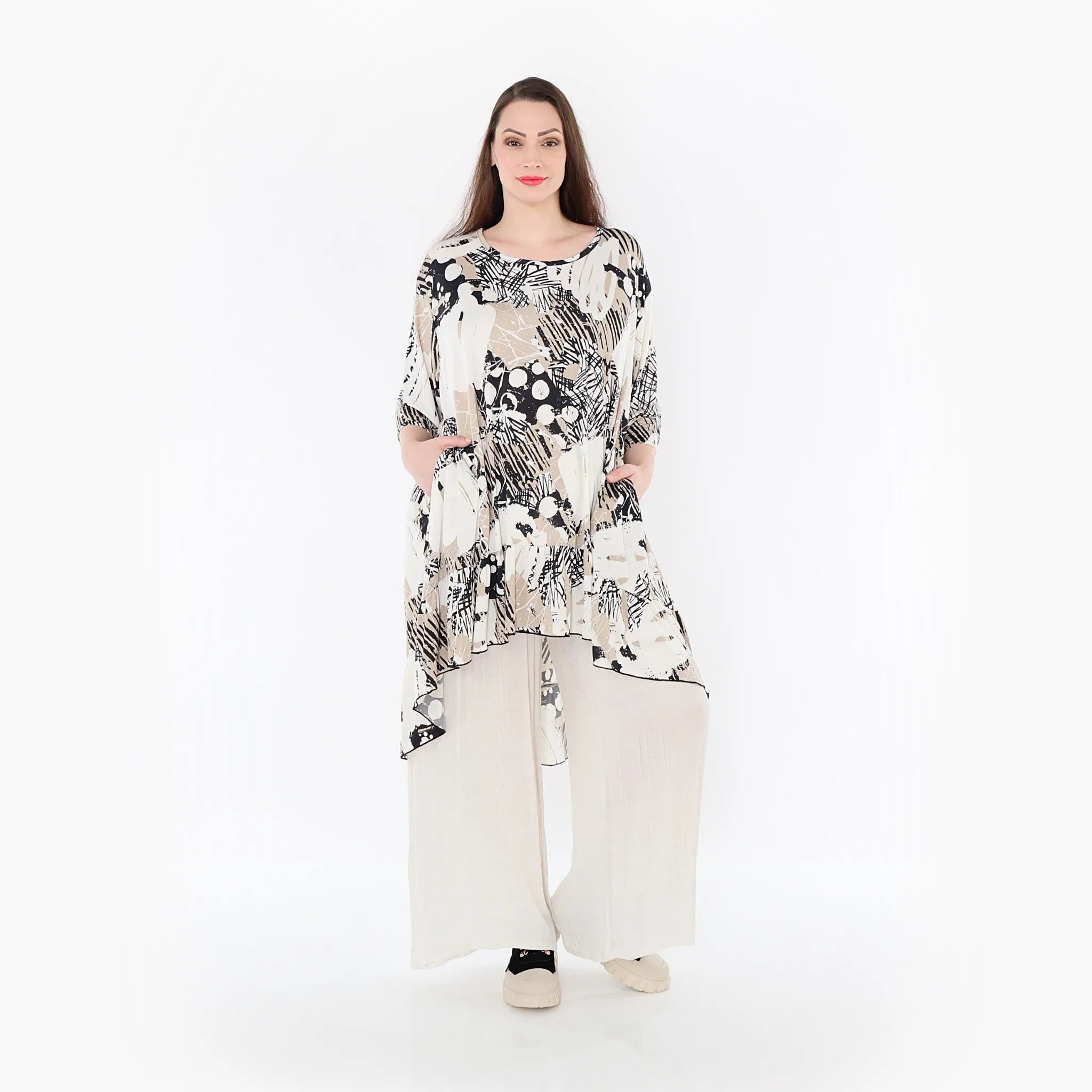 AKH Fashion Shirt 6837 Whisper, Beige/Weiß/Schwarz