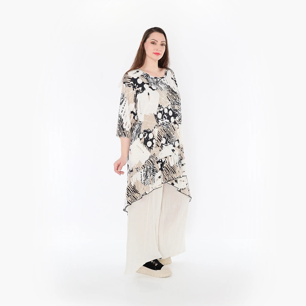 AKH Fashion Shirt 6837 Whisper, Beige/Weiß/Schwarz