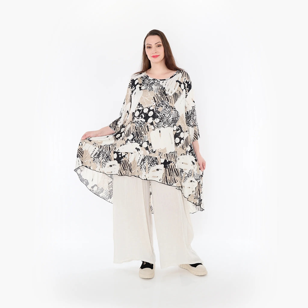 AKH Fashion Shirt 6837 Whisper, Beige/Weiß/Schwarz