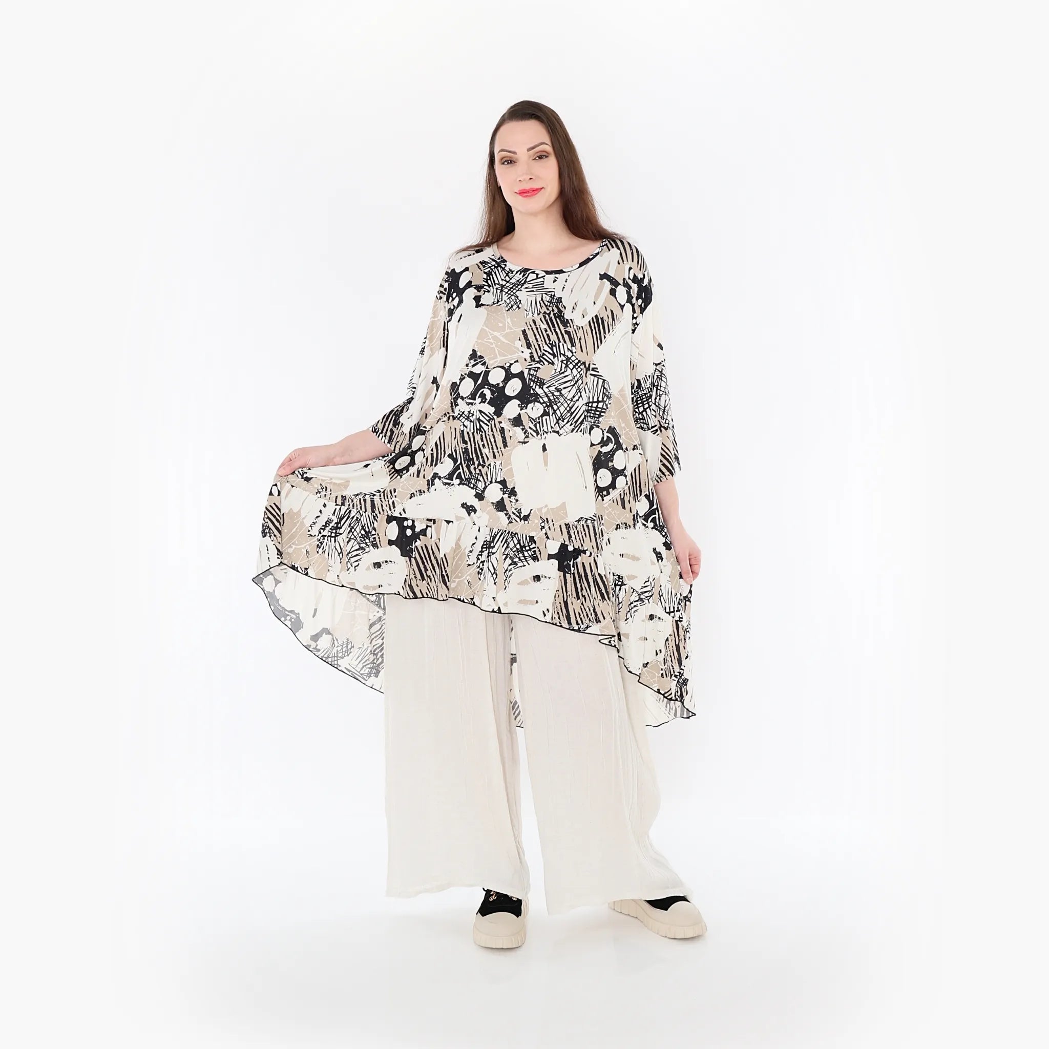 AKH Fashion Shirt 6837 Whisper, Beige/Weiß/Schwarz