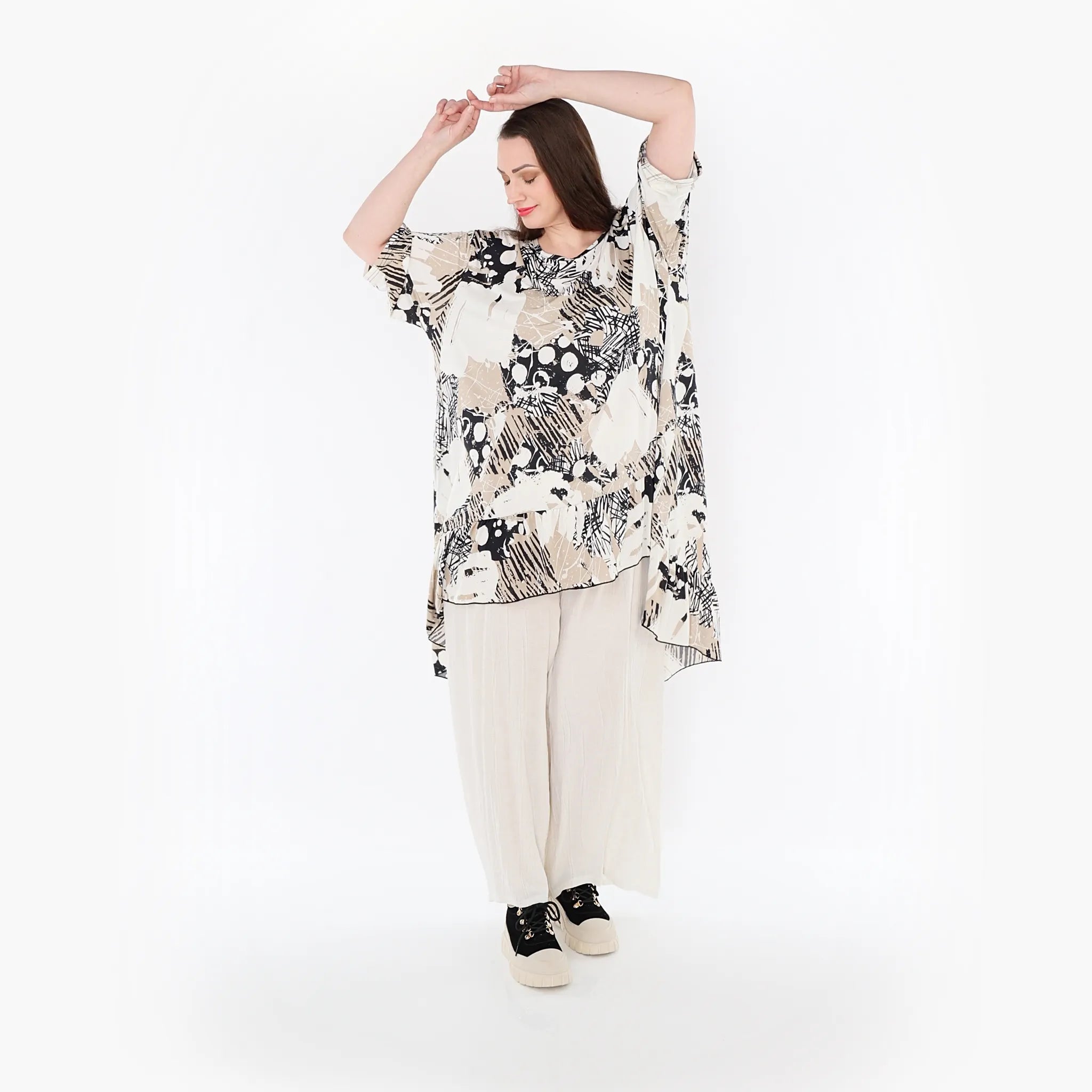 AKH Fashion Shirt 6837 Whisper, Beige/Weiß/Schwarz