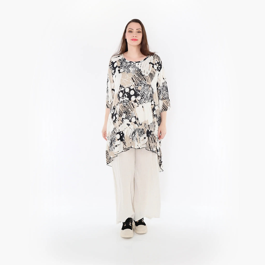 AKH Fashion Shirt 6837 Whisper, Beige/Weiß/Schwarz