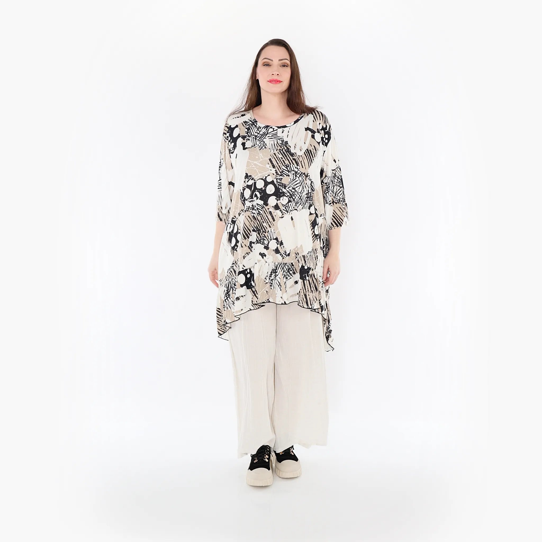 AKH Fashion Shirt 6837 Whisper, Beige/Weiß/Schwarz