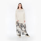 AKH Fashion 8069 Trousers, Beige-White-Black