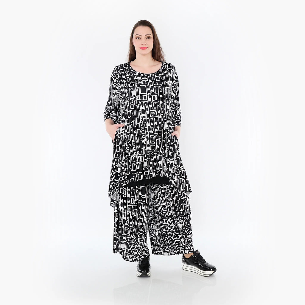 AKH Fashion Shirt 6837 Midnight, Schwarz/Weiß