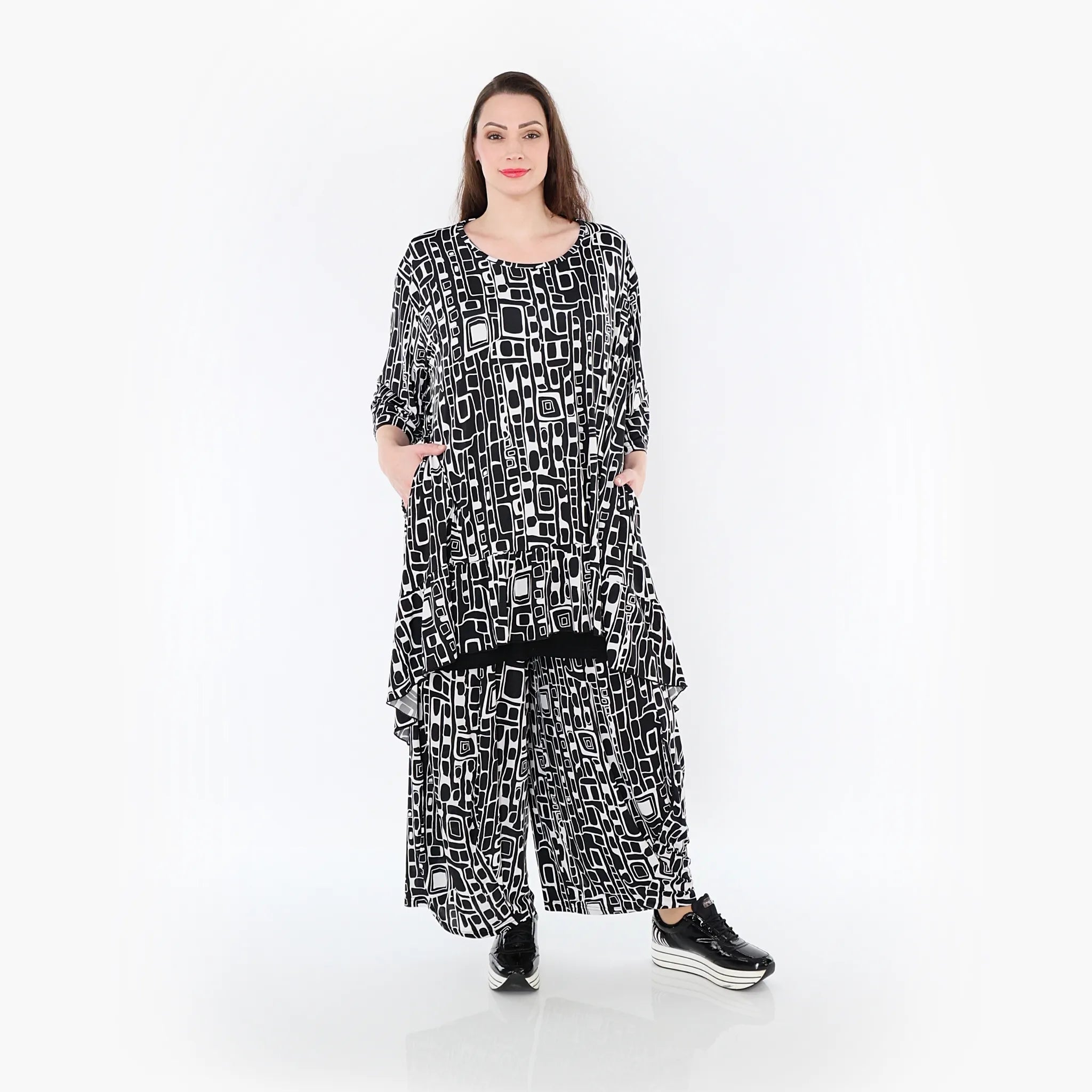AKH Fashion Shirt 6837 Midnight, Schwarz/Weiß