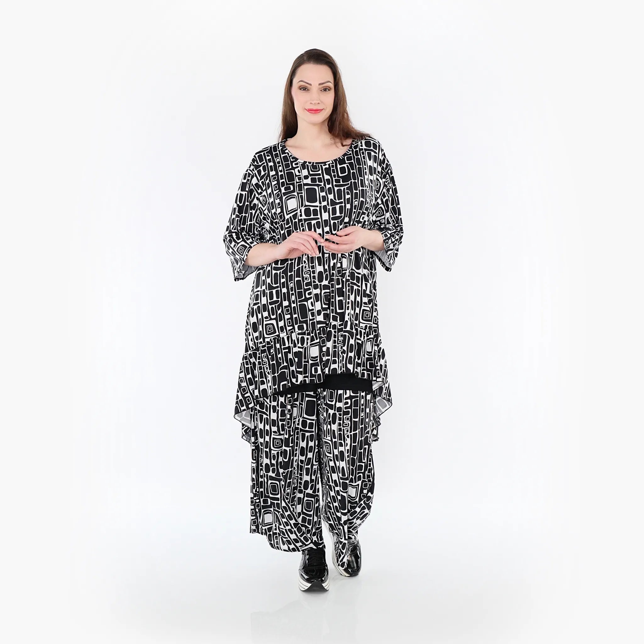 AKH Fashion Shirt 6837 Midnight, Schwarz/Weiß