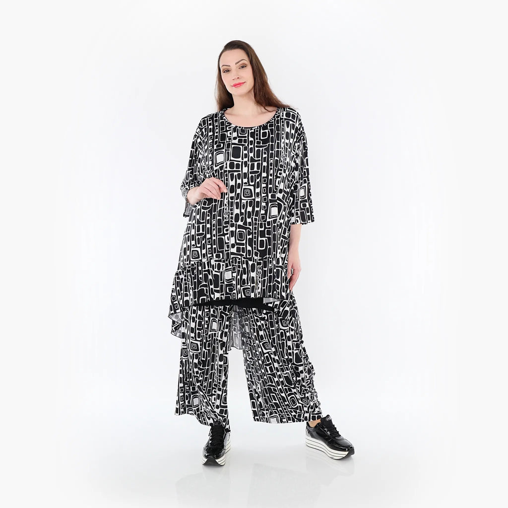 AKH Fashion Shirt 6837 Midnight, Schwarz/Weiß