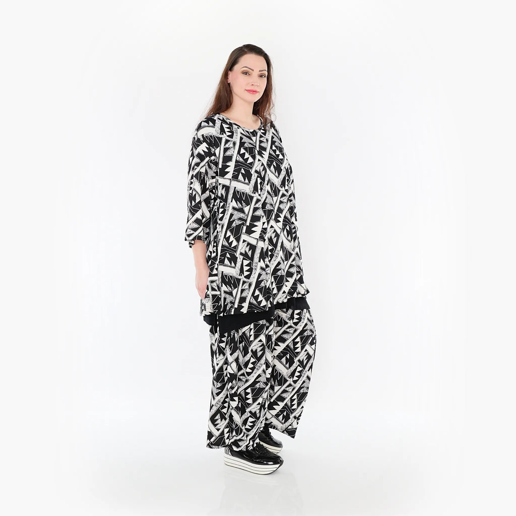 Chemise grande taille AKH Fashion 1892, noire et blanche