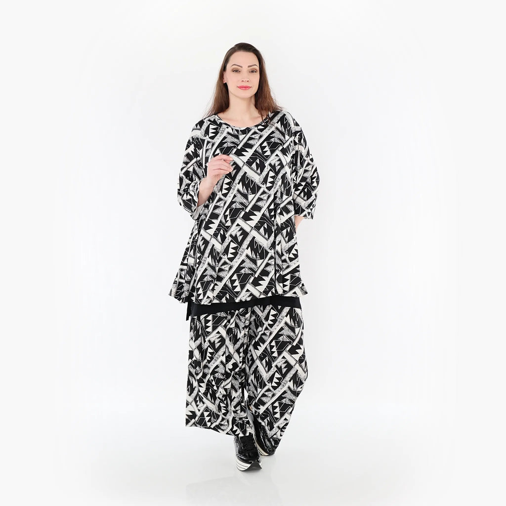 Chemise grande taille AKH Fashion 1892, noire et blanche