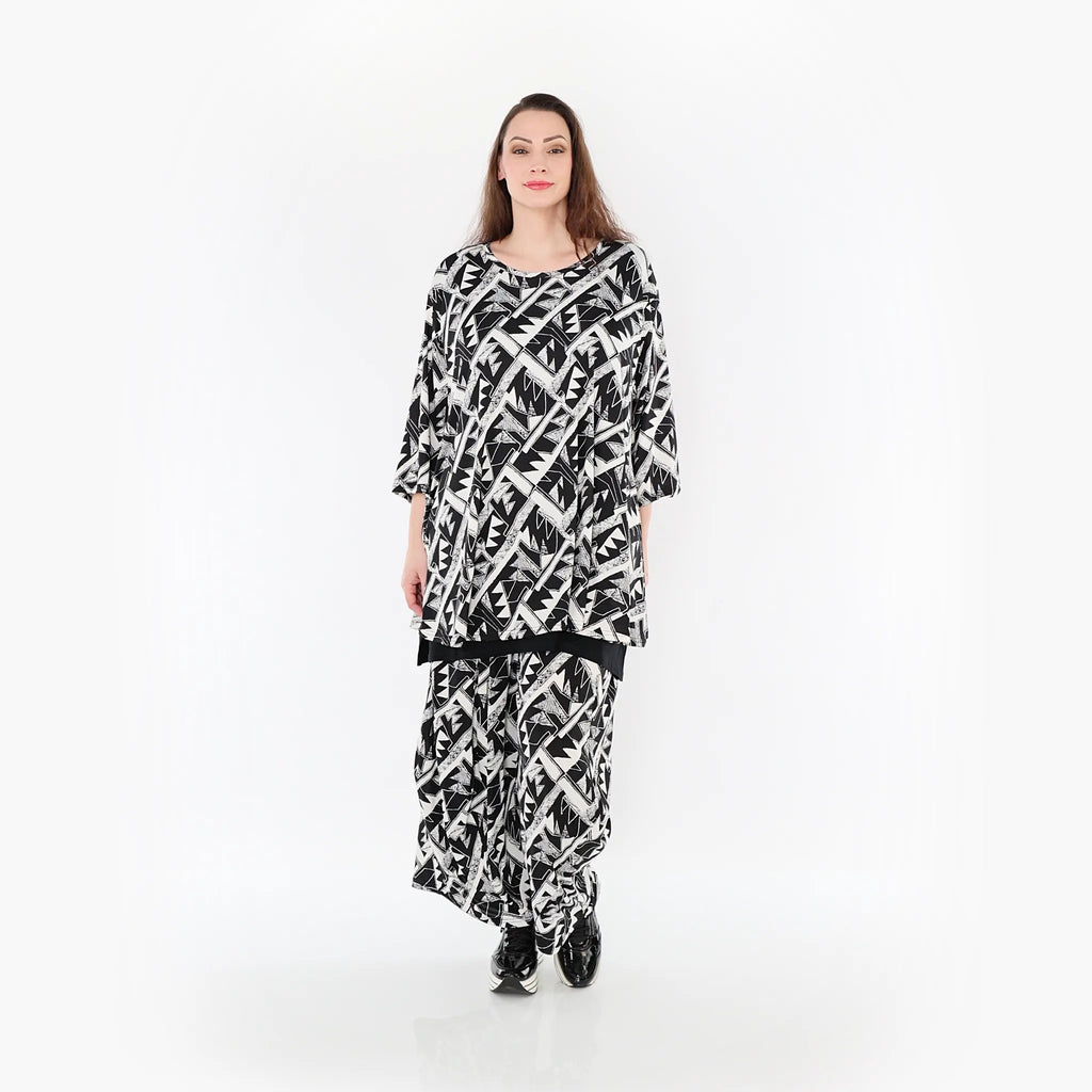 Chemise grande taille AKH Fashion 1892, noire et blanche