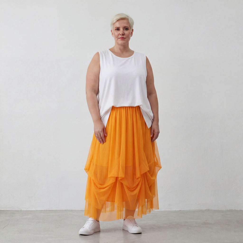 AKH Fashion 7049 Skirt, Orange