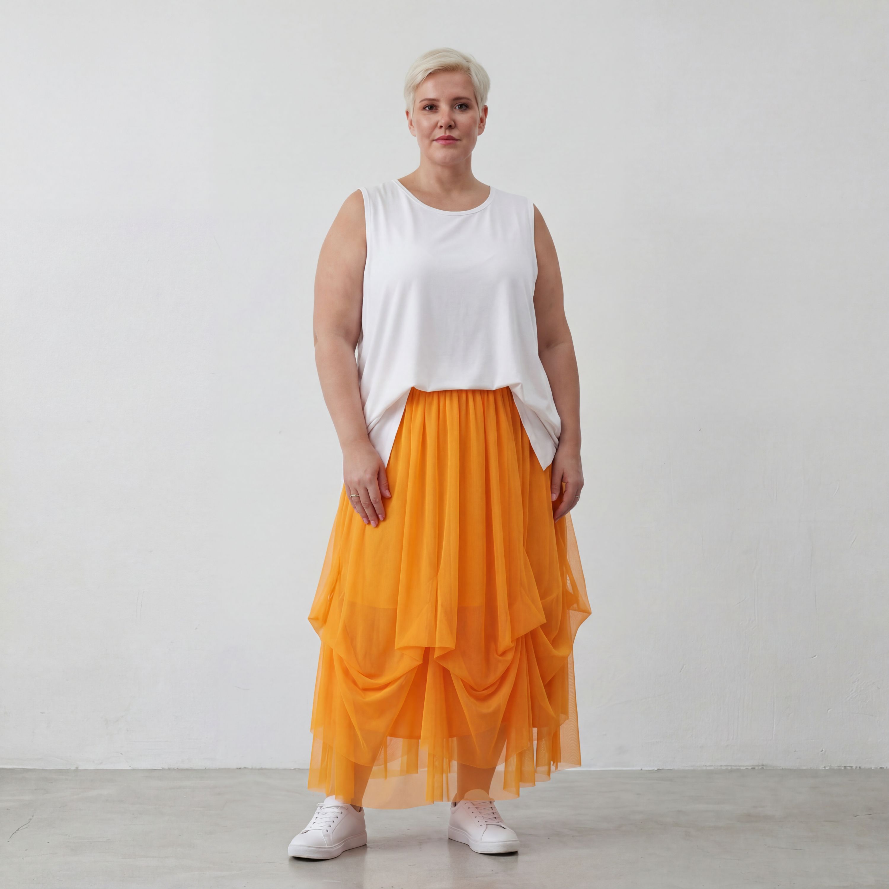 AKH Fashion 7049 Skirt, Orange