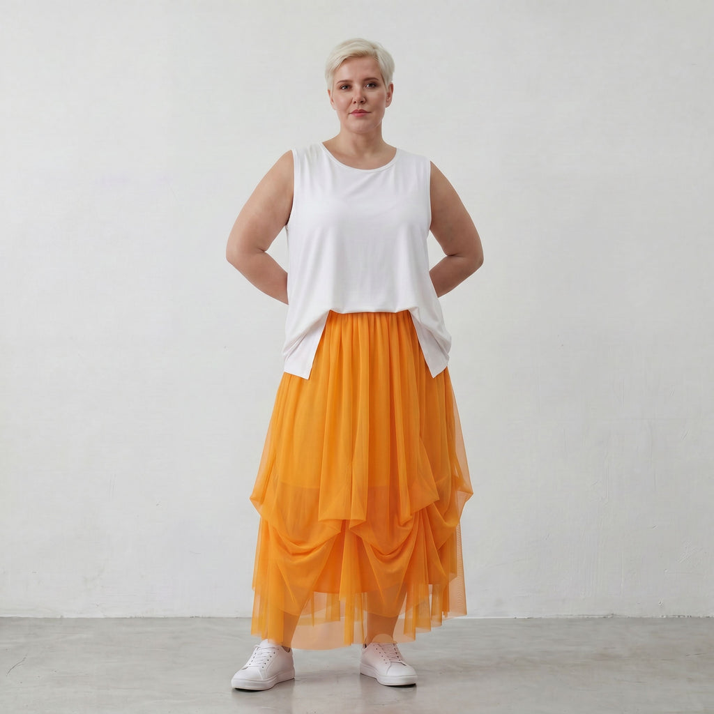 AKH Fashion 7049 Skirt, Orange