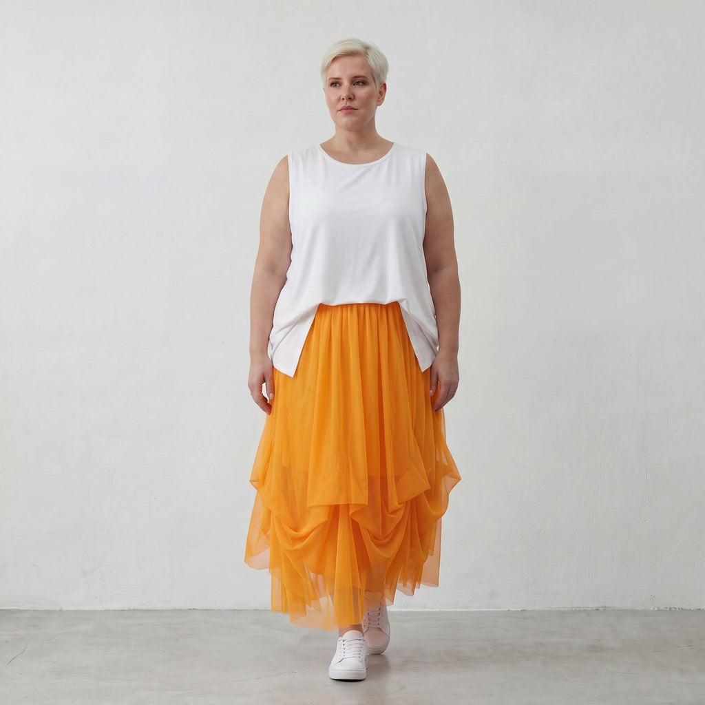 AKH Fashion 7049 Skirt, Orange