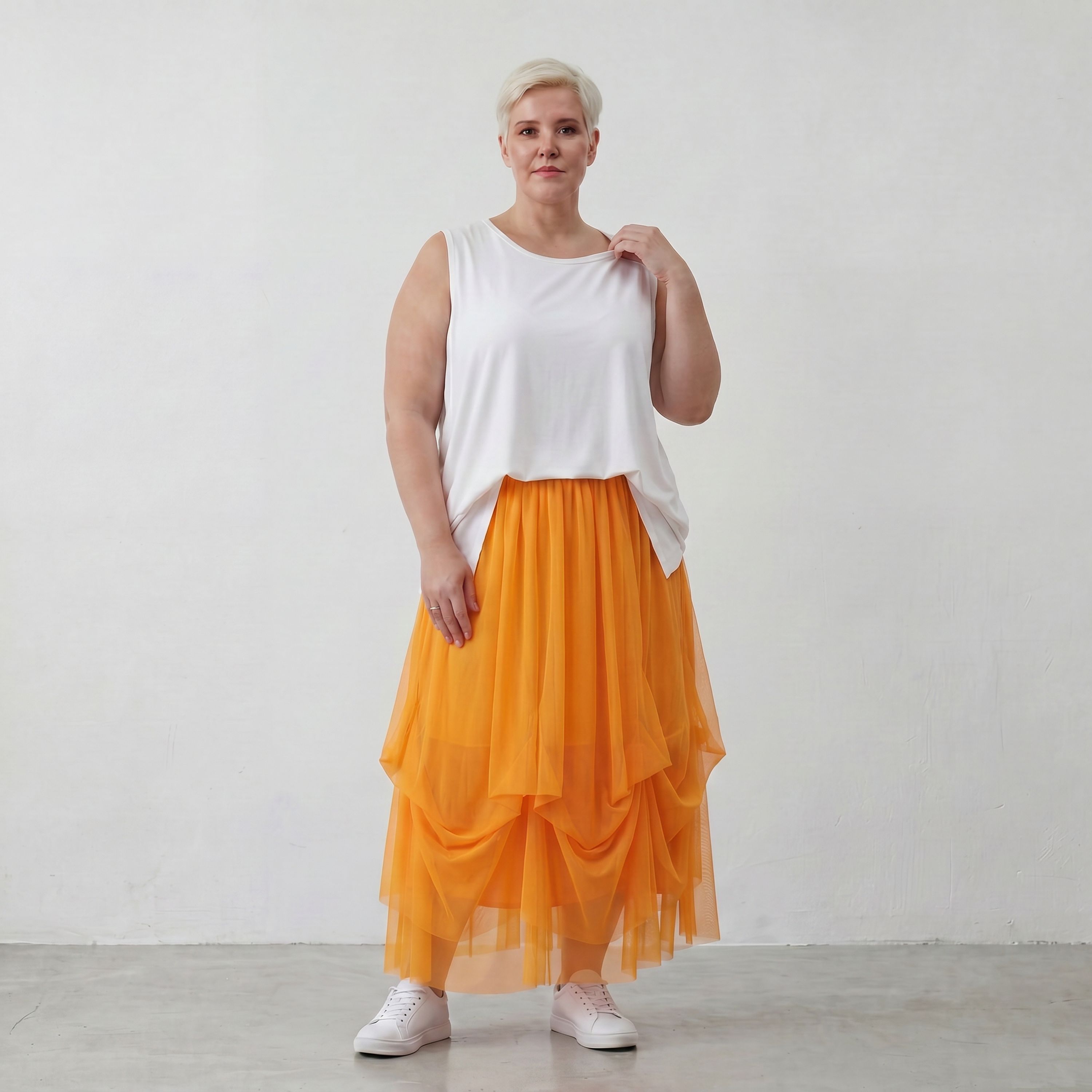AKH Fashion 7049 Skirt, Orange
