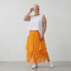 AKH Fashion 7049 Skirt, Orange