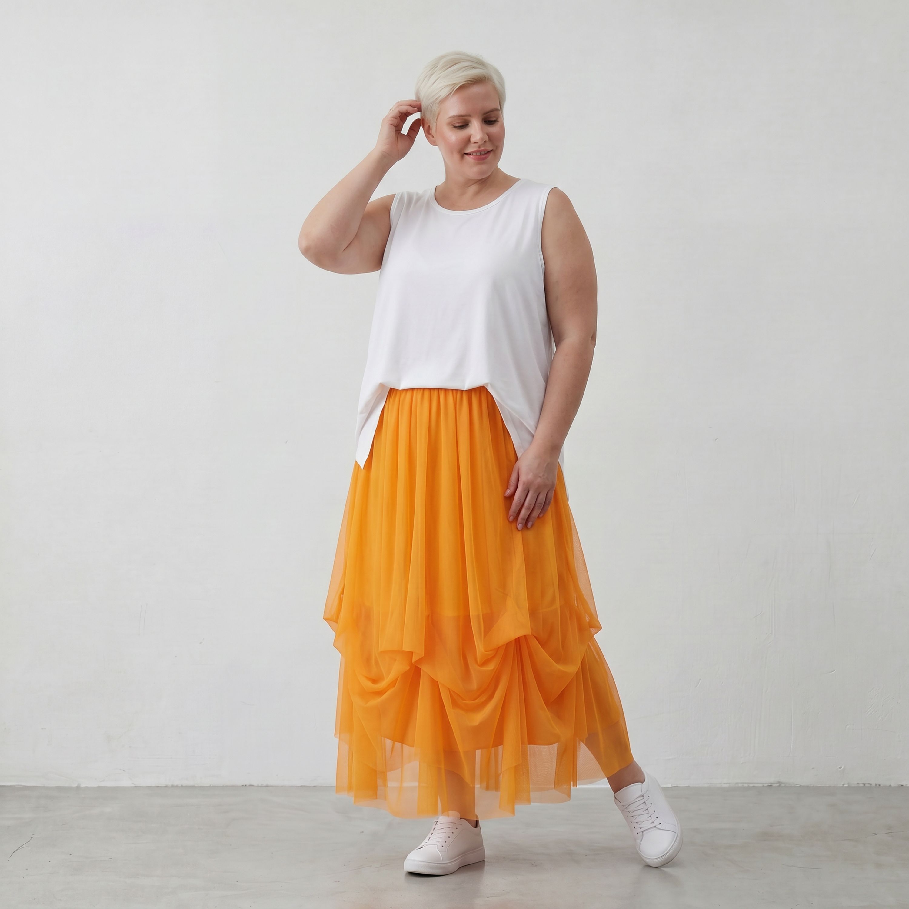 AKH Fashion 7049 Skirt, Orange
