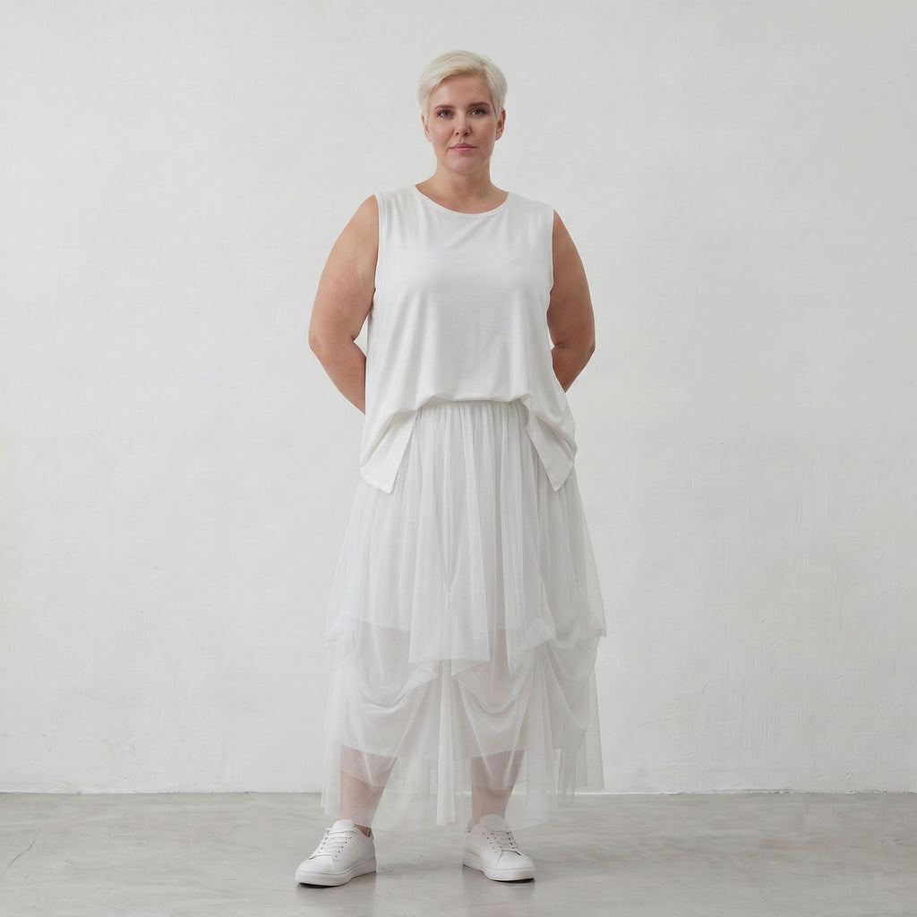 AKH Fashion 7049 Skirt, White