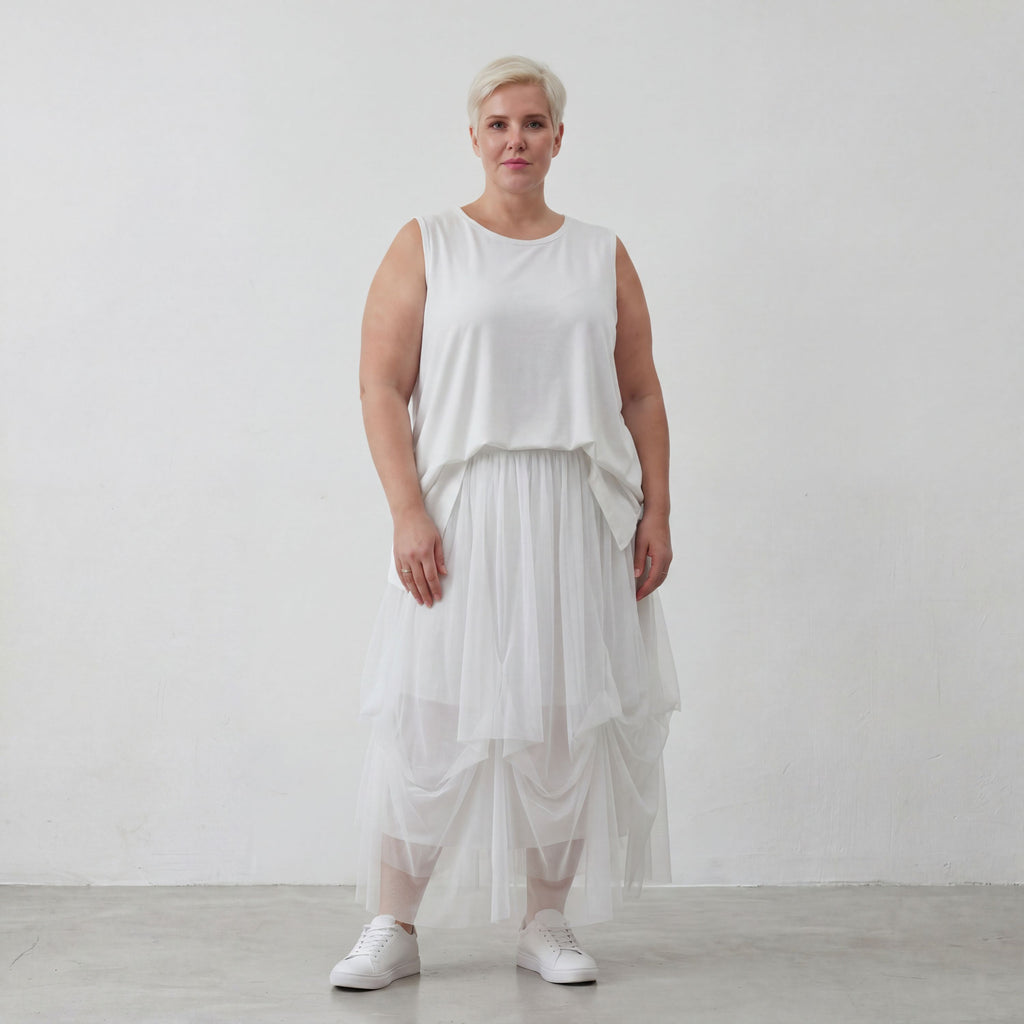 AKH Fashion 7049 Skirt, White